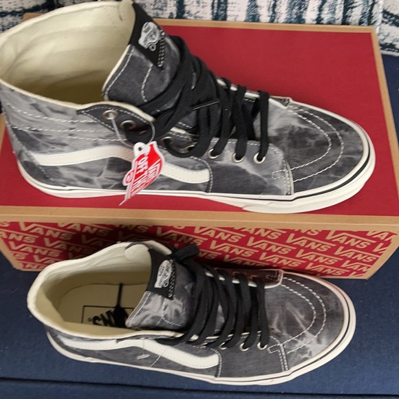 Vans Sk8-Hi Tapered Denim Destroy Black Marshmallow MENS - Picture 3 of 16